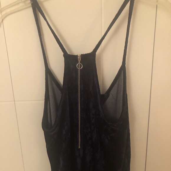 Navy crushed velvet tank top - Picture 4 of 4